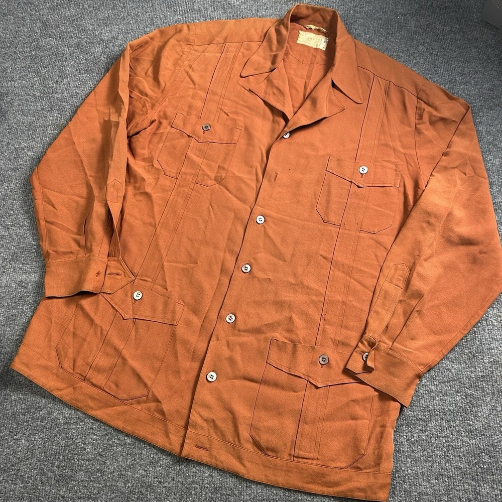 50s 60s Rayon Shirt Jacket Cubaverra Size L